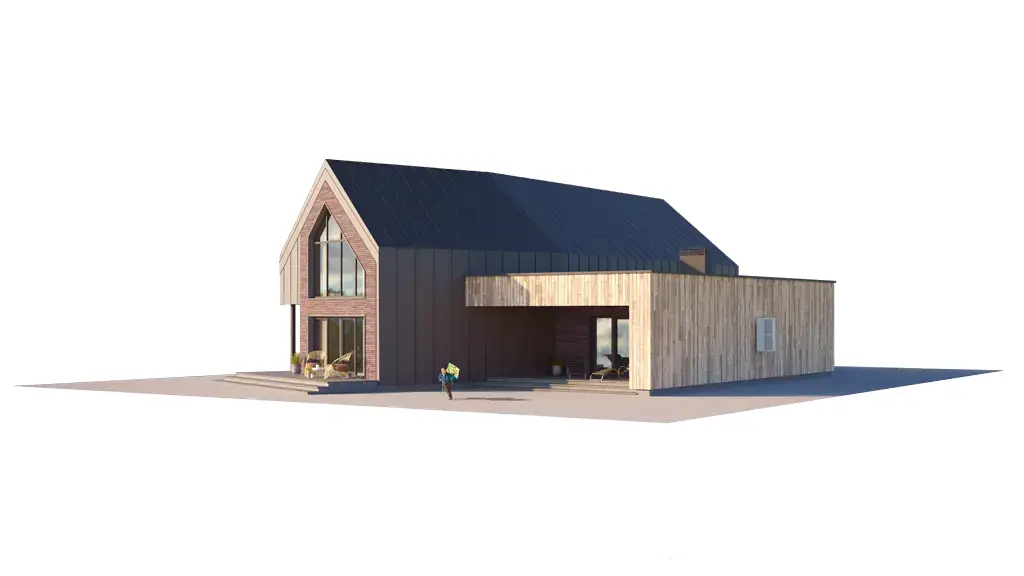 Projekt domu jednorodzinnego o pow. 303 m²: Parterowy z poddaszem użytkowym, 3 Sypialnie, 4 Łazienki, Otwarta kuchnia, Garaż