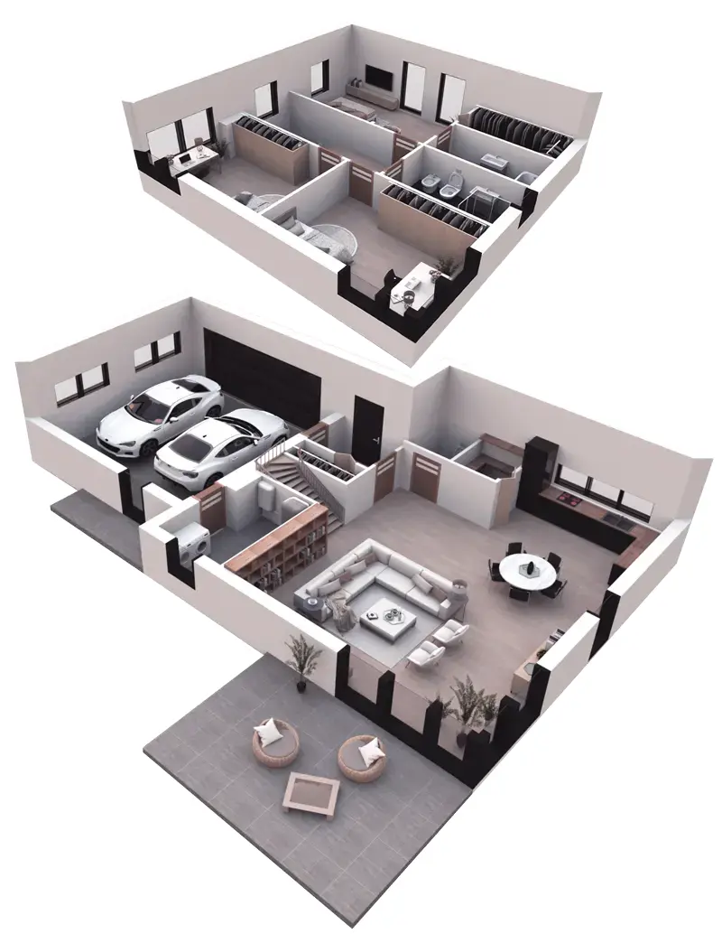 Projekt domu jednorodzinnego o pow. 178 m²: Piętrowy, 3 Sypialnie, 3 Łazienki, Otwarta kuchnia, Garaż