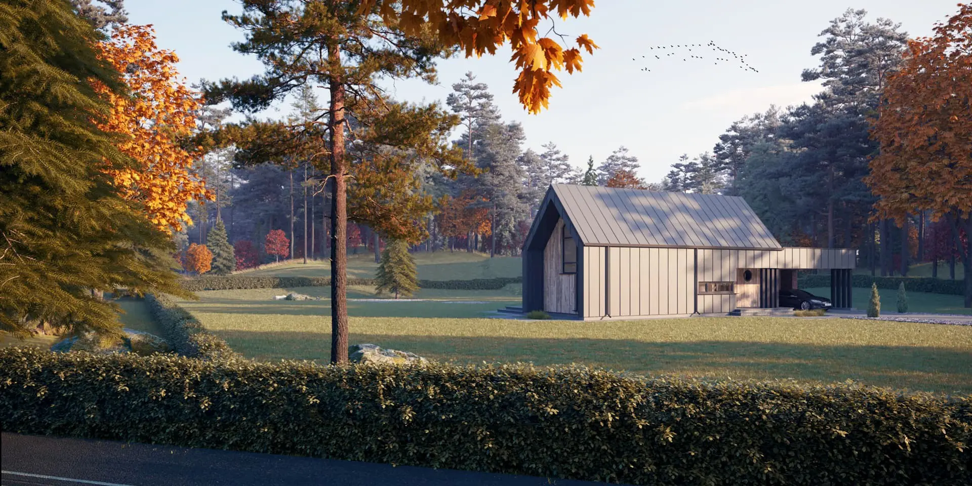 Projekt domu jednorodzinnego o pow. 146 m²: Parterowy z poddaszem użytkowym, 3 Sypialnie, 2 Łazienki, Wiata