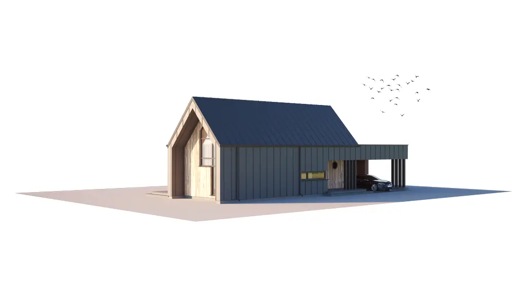 Projekt domu jednorodzinnego o pow. 146 m²: Parterowy z poddaszem użytkowym, 3 Sypialnie, 2 Łazienki, Wiata