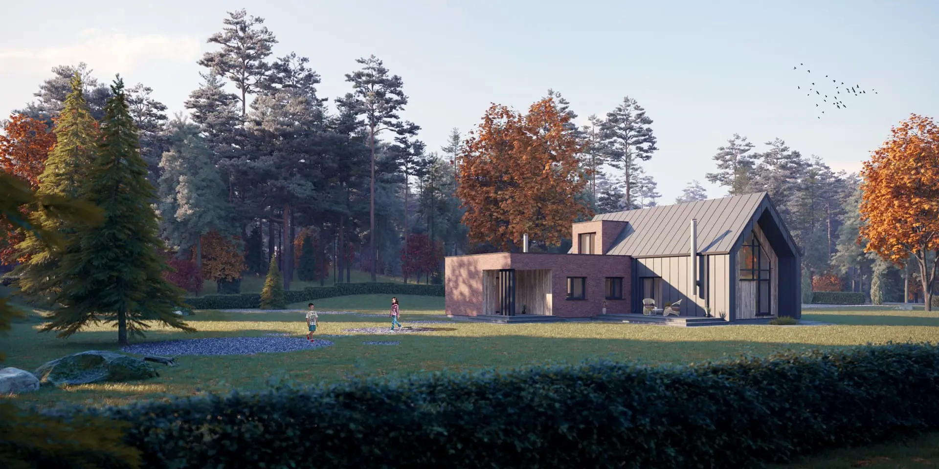 Projekt domu jednorodzinnego o pow. 146 m²: Parterowy z poddaszem użytkowym, 3 Sypialnie, 2 Łazienki, Wiata