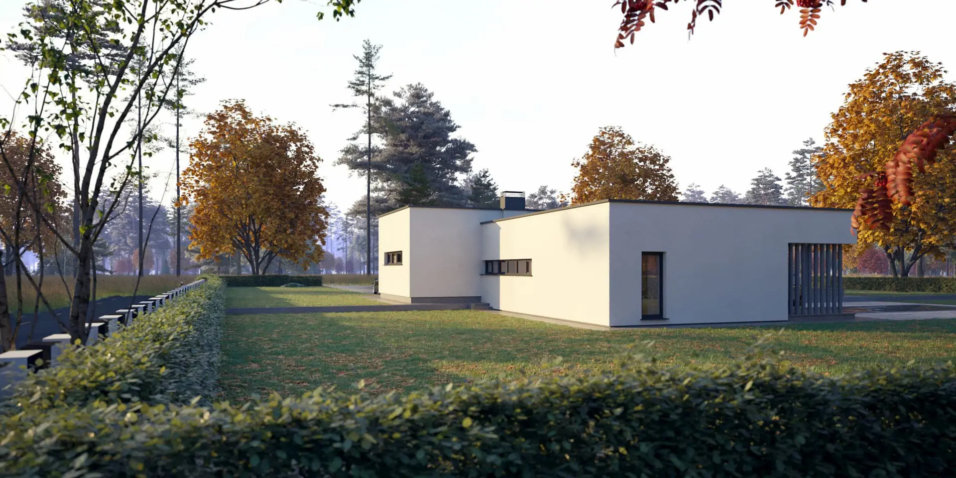 Projekt domu jednorodzinnego o pow. 199 m²: Parterowy, 3 Sypialnie, Gabinet, 2 Łazienki, Otwarta kuchnia, Garaż