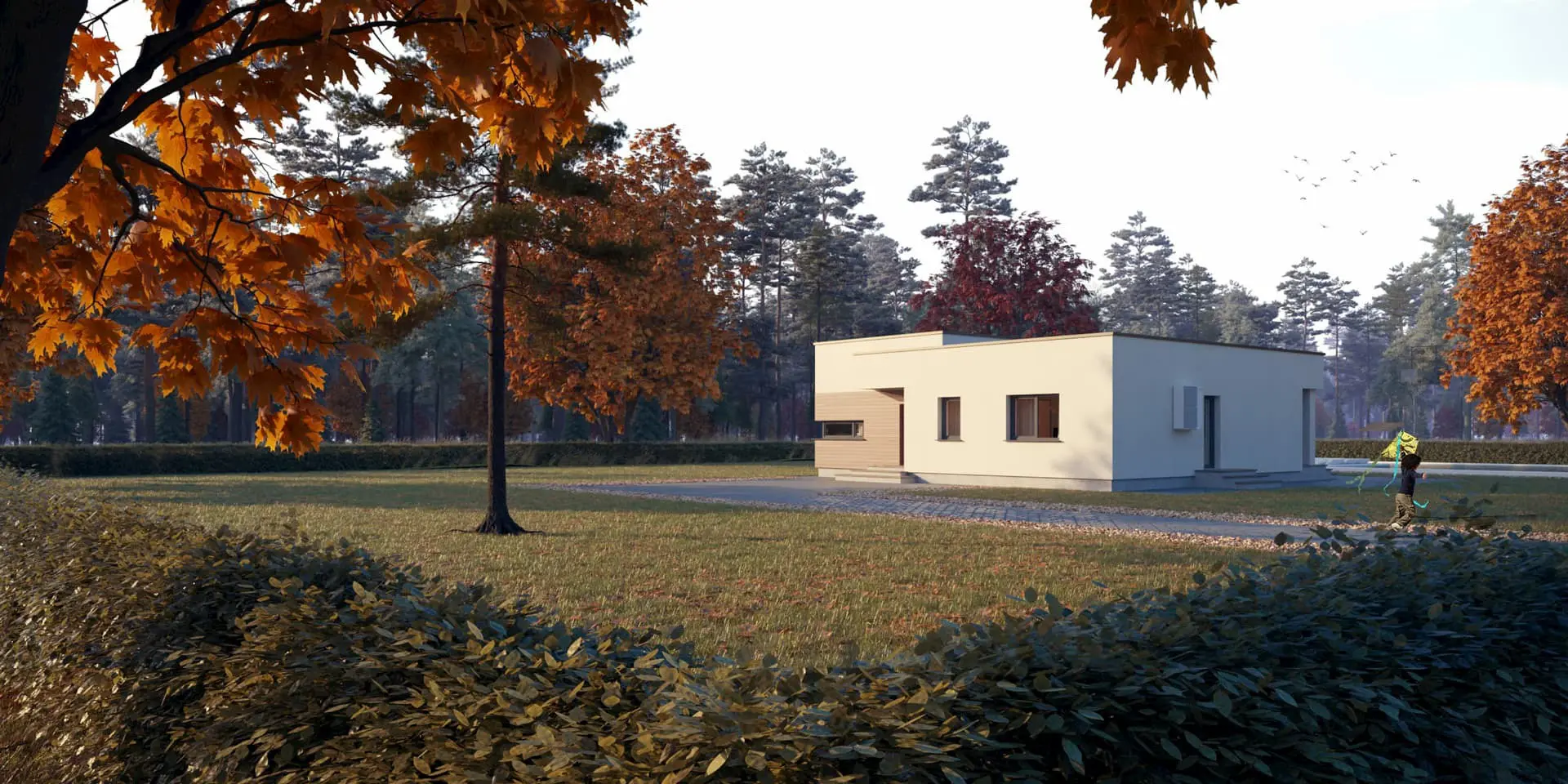 Projekt domu jednorodzinnego o pow. 121 m²: Parterowy, 3 Sypialnie, 2 Łazienki, Otwarta kuchnia