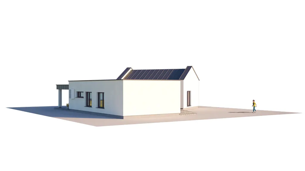 Projekt domu jednorodzinnego o pow. 150 m²: Parterowy, 3 Sypialnie, 1 Łazienki, Otwarta kuchnia, Wiata