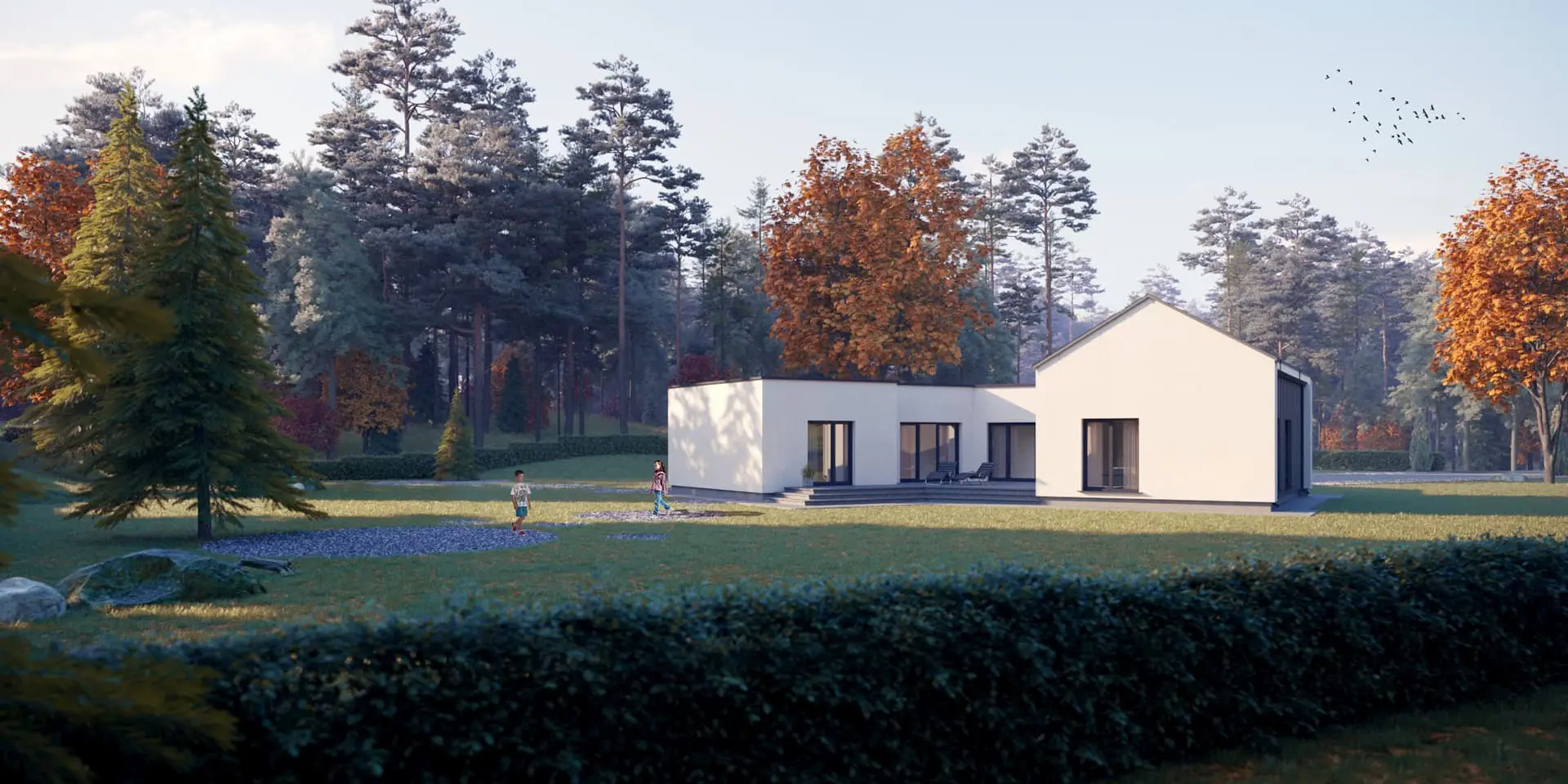 Projekt domu jednorodzinnego o pow. 150 m²: Parterowy, 3 Sypialnie, 1 Łazienki, Otwarta kuchnia, Wiata