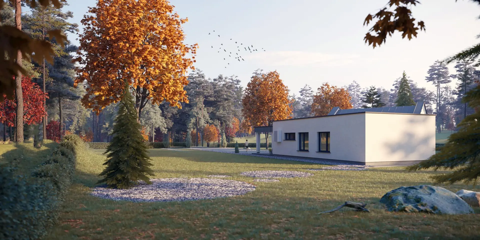 Projekt domu jednorodzinnego o pow. 150 m²: Parterowy, 3 Sypialnie, 1 Łazienki, Otwarta kuchnia, Wiata