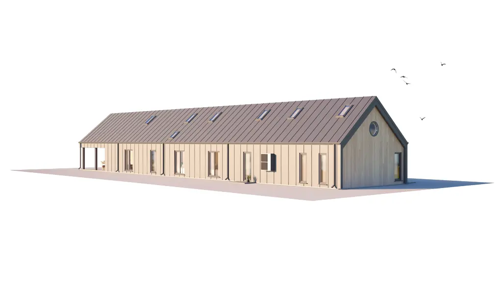 Projekt domu jednorodzinnego o pow. 261 m²: Parterowy, 3 Sypialnie, Gabinet, 4 Łazienki, Otwarta kuchnia, Garaż