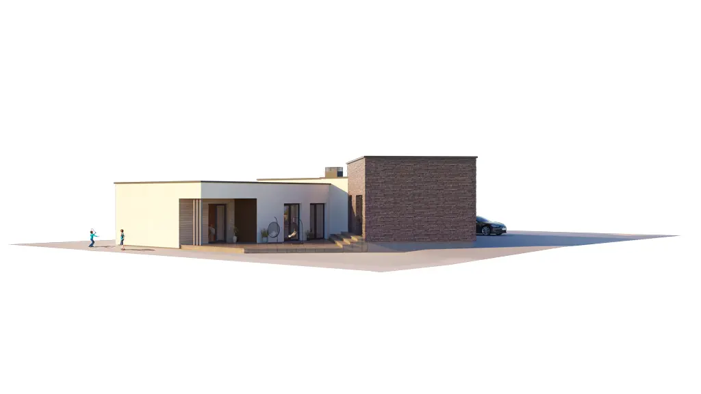 Projekt domu jednorodzinnego o pow. 197 m²: Parterowy, 3 Sypialnie, Gabinet, 2 Łazienki, Otwarta kuchnia, Garaż