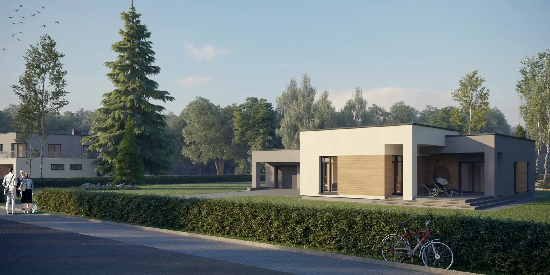 Projekt domu jednorodzinnego o pow. 165 m²: Parterowy, 3 Sypialnie, 2 Łazienki, Otwarta kuchnia, Wiata