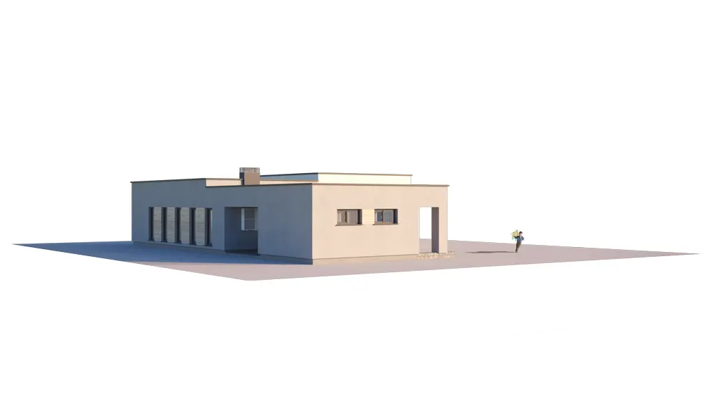Projekt domu jednorodzinnego o pow. 165 m²: Parterowy, 3 Sypialnie, 2 Łazienki, Otwarta kuchnia, Wiata