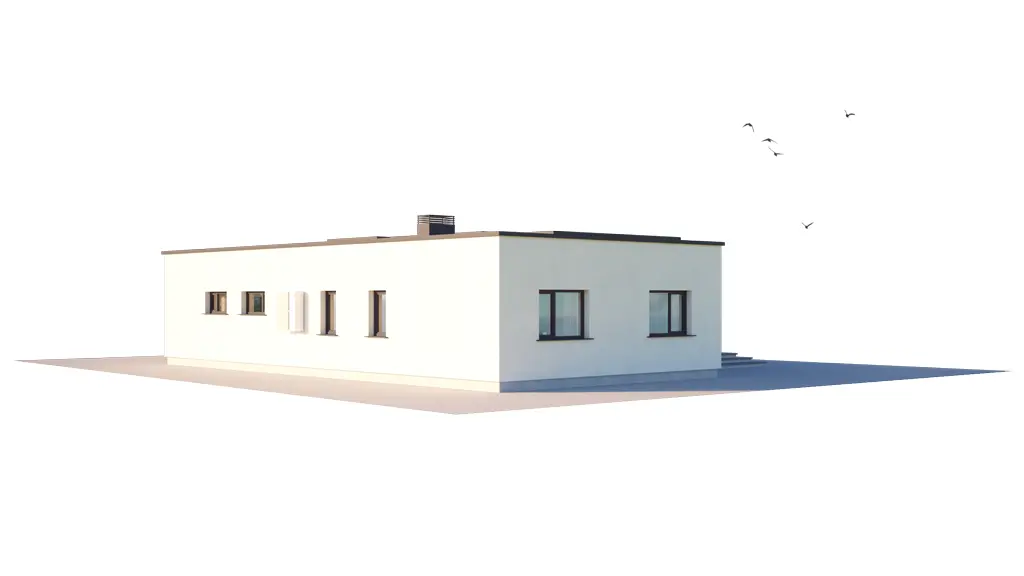 Projekt domu jednorodzinnego o pow. 181 m²: Parterowy, 3 Sypialnie, 2 Łazienki, Otwarta kuchnia, Garaż