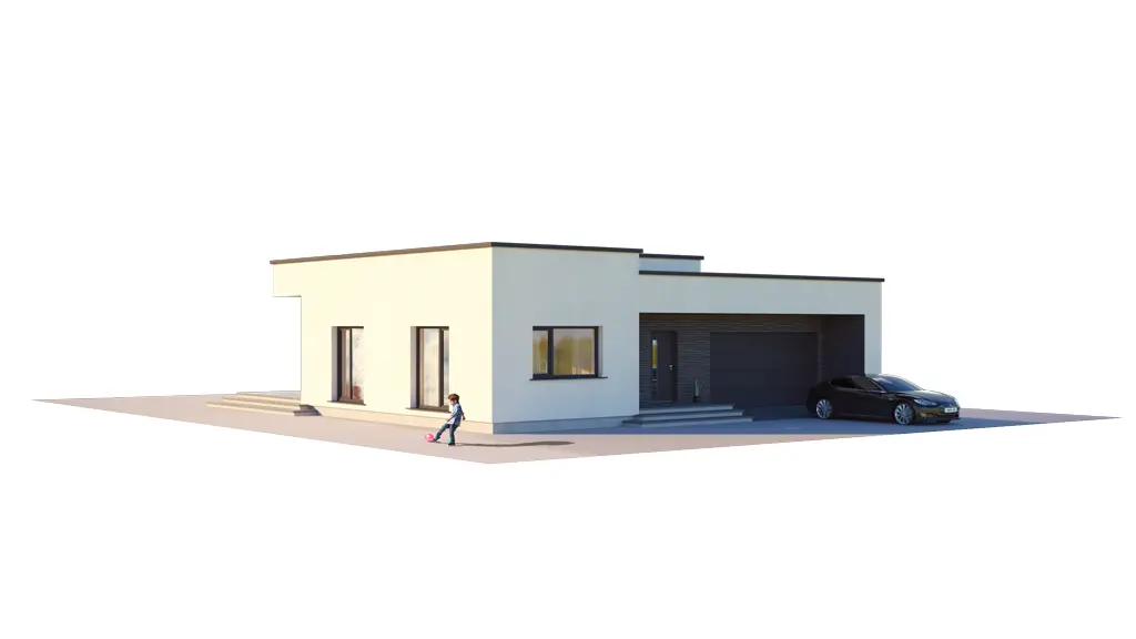 Projekt domu jednorodzinnego o pow. 181 m²: Parterowy, 3 Sypialnie, 2 Łazienki, Otwarta kuchnia, Garaż