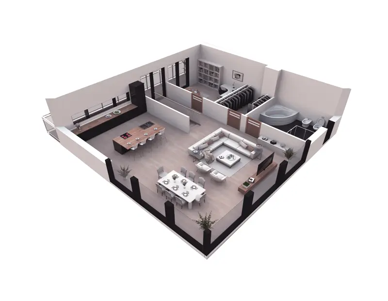 Projekt domu jednorodzinnego o pow. 191 m²: Piętrowy, 3 Sypialnie, Gabinet, 2 Łazienki, Otwarta kuchnia