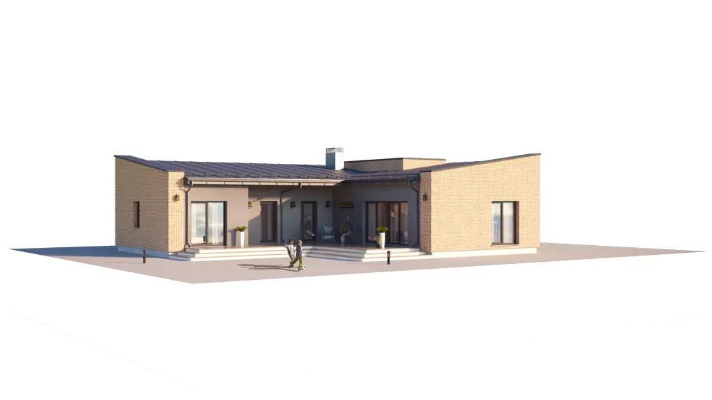 Projekt domu jednorodzinnego o pow. 126 m²: Parterowy, 3 Sypialnie, 2 Łazienki, Otwarta kuchnia, Wiata