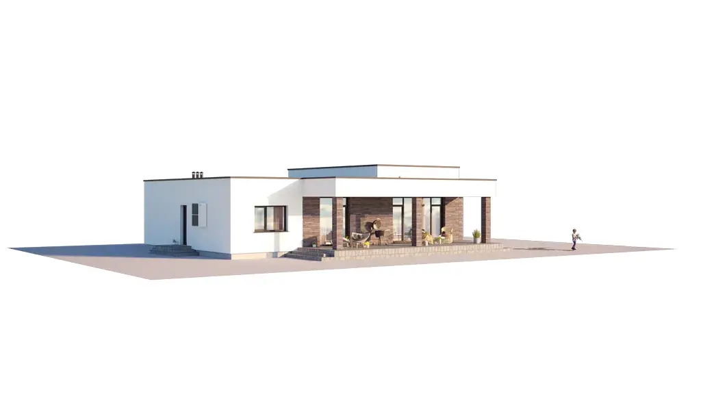 Projekt domu jednorodzinnego o pow. 137 m²: Parterowy, 3 Sypialnie, 1 Łazienki, Otwarta kuchnia, Wiata