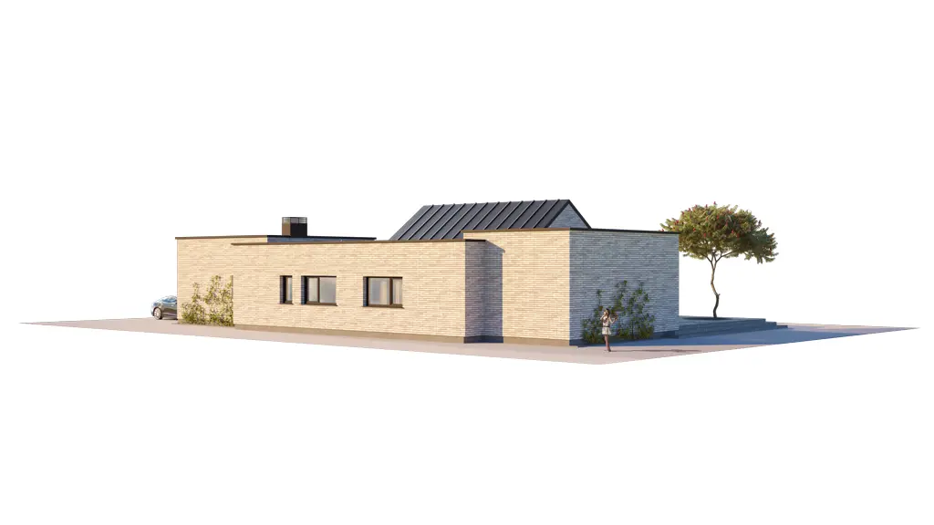 Projekt domu jednorodzinnego o pow. 205 m²: Parterowy, 3 Sypialnie, 2 Łazienki, Otwarta kuchnia, Garaż