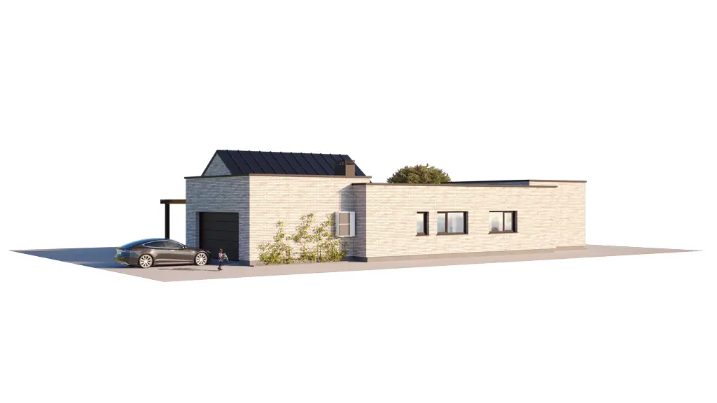 Projekt domu jednorodzinnego o pow. 205 m²: Parterowy, 3 Sypialnie, 2 Łazienki, Otwarta kuchnia, Garaż