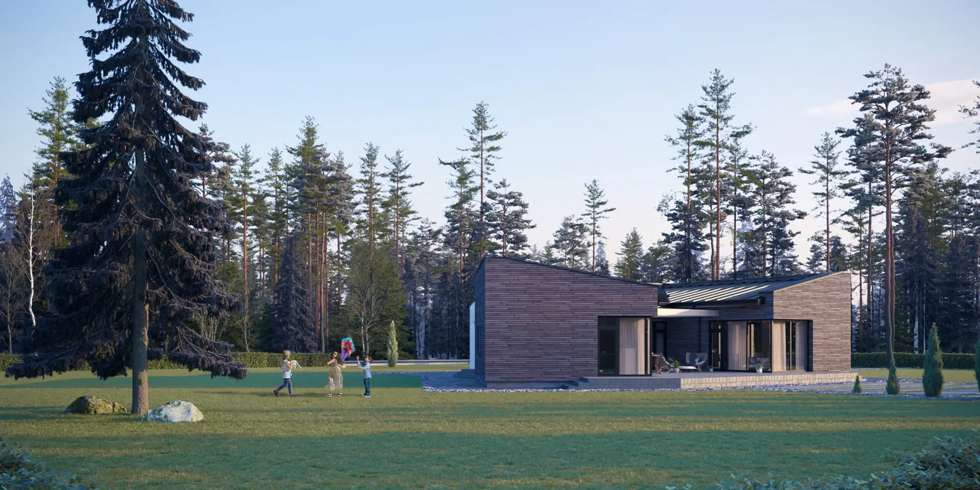 Projekt domu jednorodzinnego o pow. 179 m²: Parterowy, 2 Sypialnie, 2 Łazienki, Otwarta kuchnia, Garaż