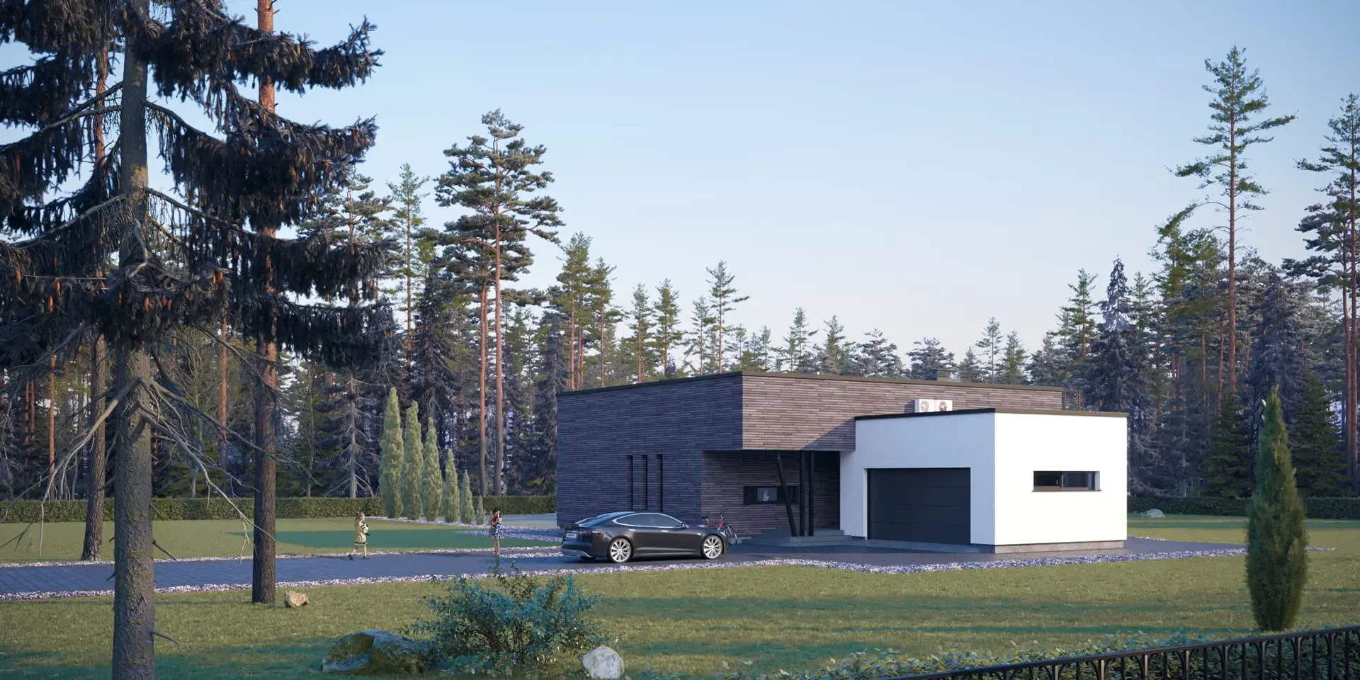 Projekt domu jednorodzinnego o pow. 179 m²: Parterowy, 2 Sypialnie, 2 Łazienki, Otwarta kuchnia, Garaż