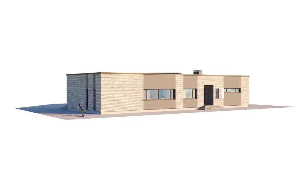 Projekt domu jednorodzinnego o pow. 199 m²: Parterowy, 3 Sypialnie, Gabinet, 3 Łazienki, Otwarta kuchnia, Garaż