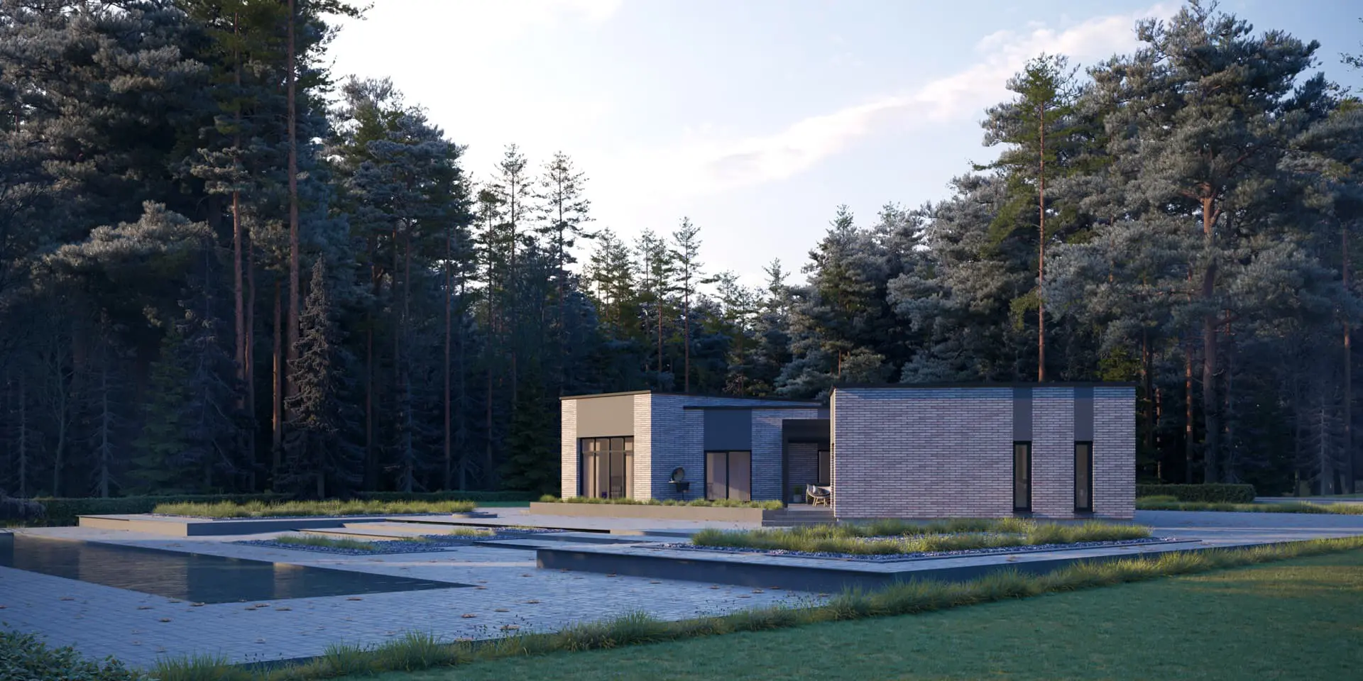 Projekt domu jednorodzinnego o pow. 199 m²: Parterowy, 3 Sypialnie, Gabinet, 3 Łazienki, Otwarta kuchnia, Garaż