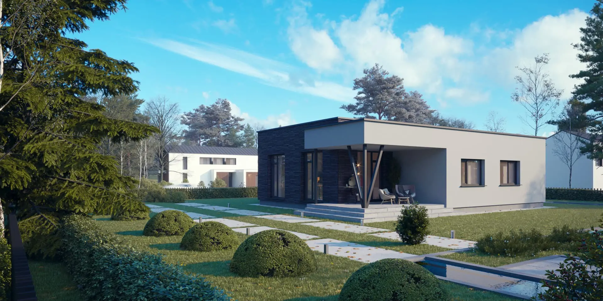 Projekt domu jednorodzinnego o pow. 120 m²: Parterowy, 2 Sypialnie, 1 Łazienki, Otwarta kuchnia, Garaż