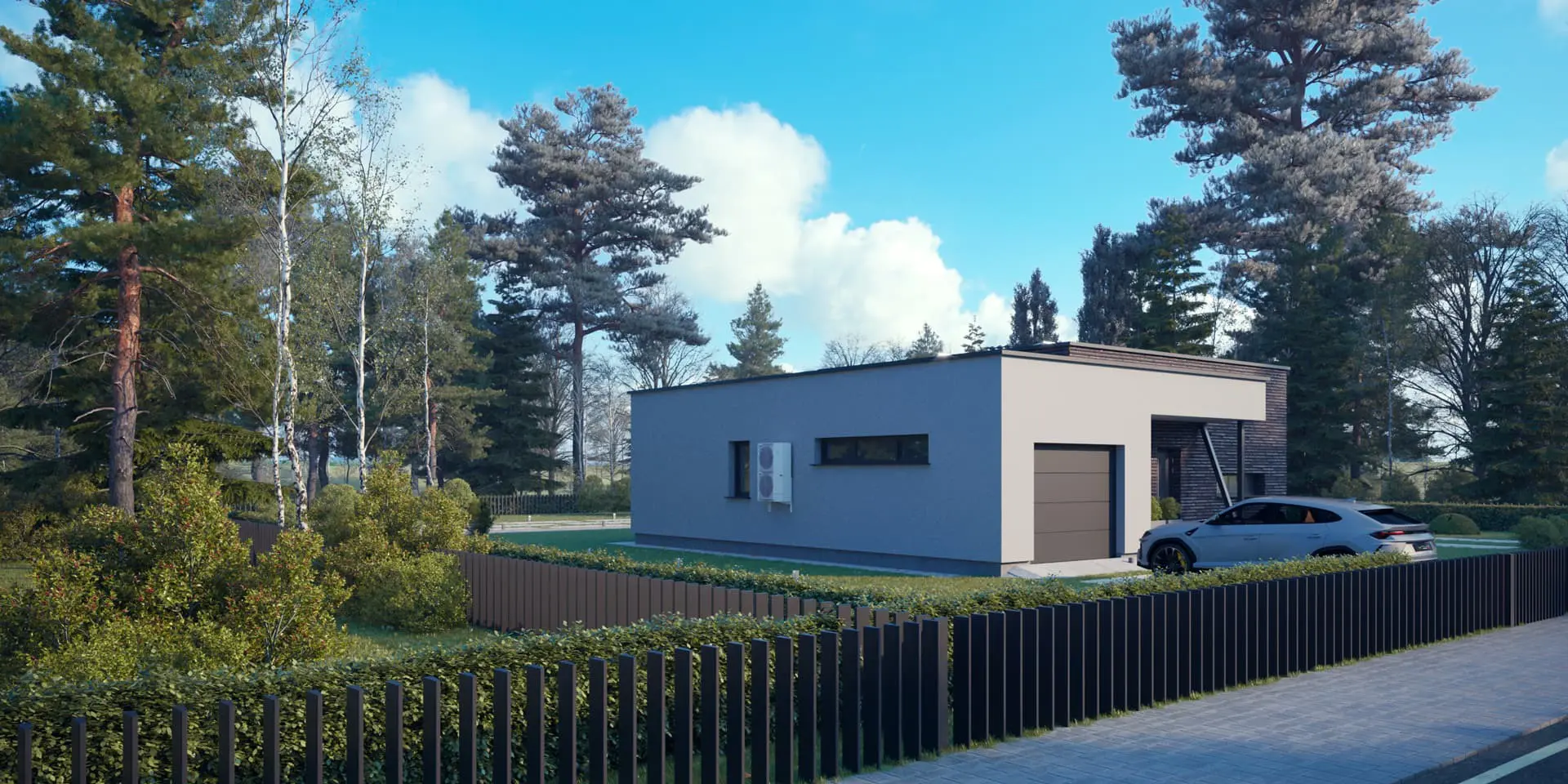 Projekt domu jednorodzinnego o pow. 120 m²: Parterowy, 2 Sypialnie, 1 Łazienki, Otwarta kuchnia, Garaż