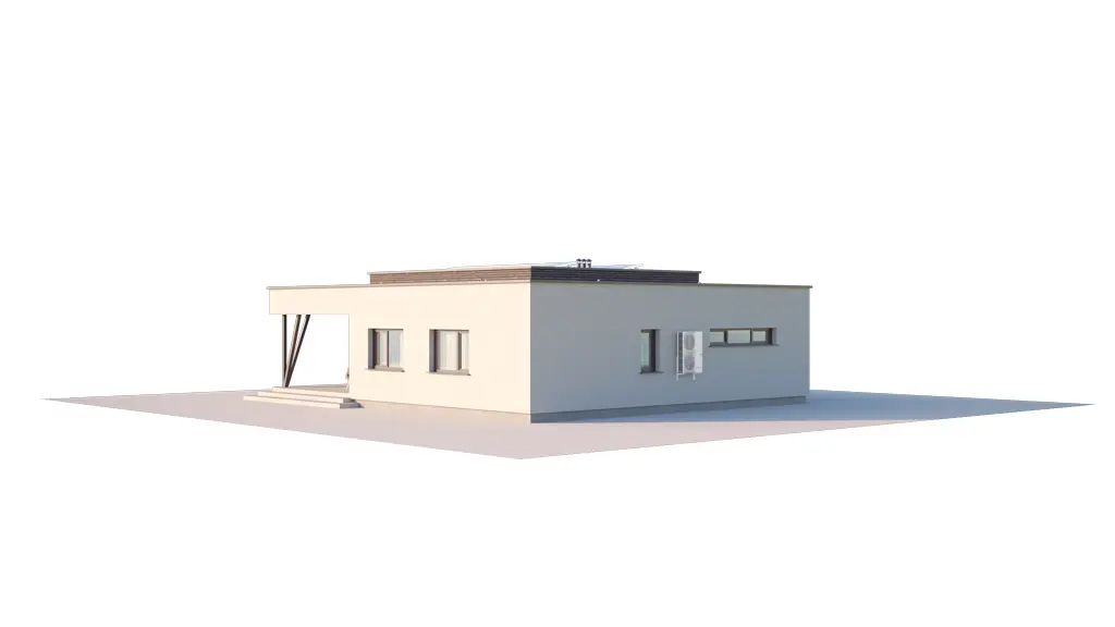 Projekt domu jednorodzinnego o pow. 120 m²: Parterowy, 2 Sypialnie, 1 Łazienki, Otwarta kuchnia, Garaż