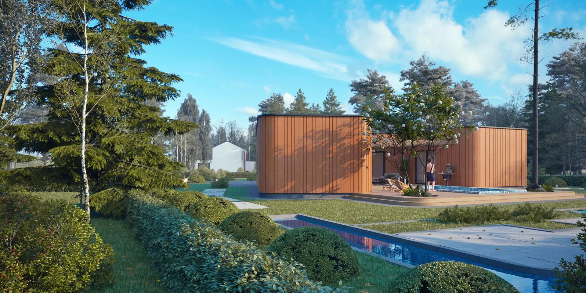 Projekt domu jednorodzinnego o pow. 199 m²: Parterowy, 3 Sypialnie, 2 Łazienki, Otwarta kuchnia, Garaż