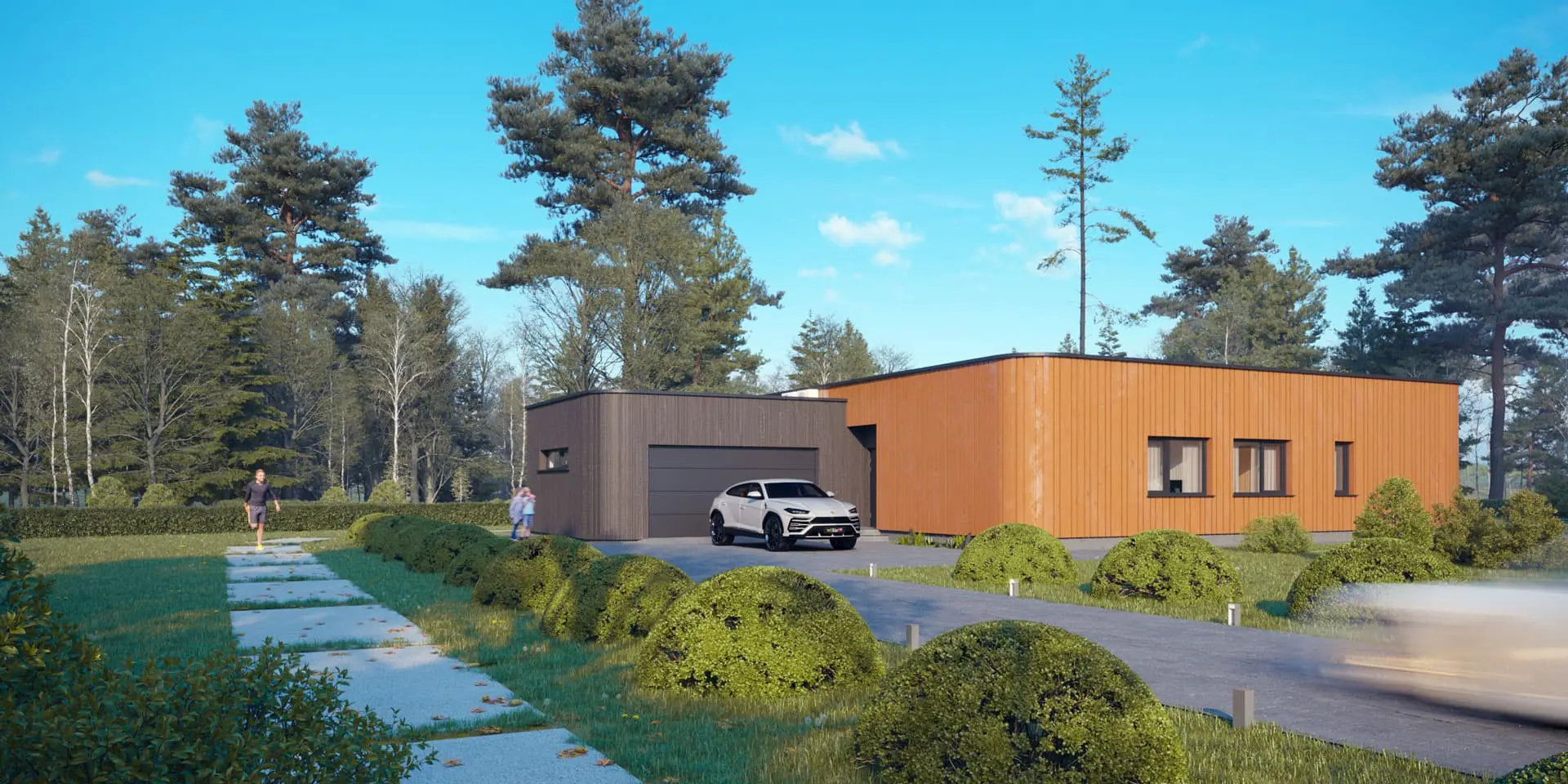 Projekt domu jednorodzinnego o pow. 199 m²: Parterowy, 3 Sypialnie, 2 Łazienki, Otwarta kuchnia, Garaż
