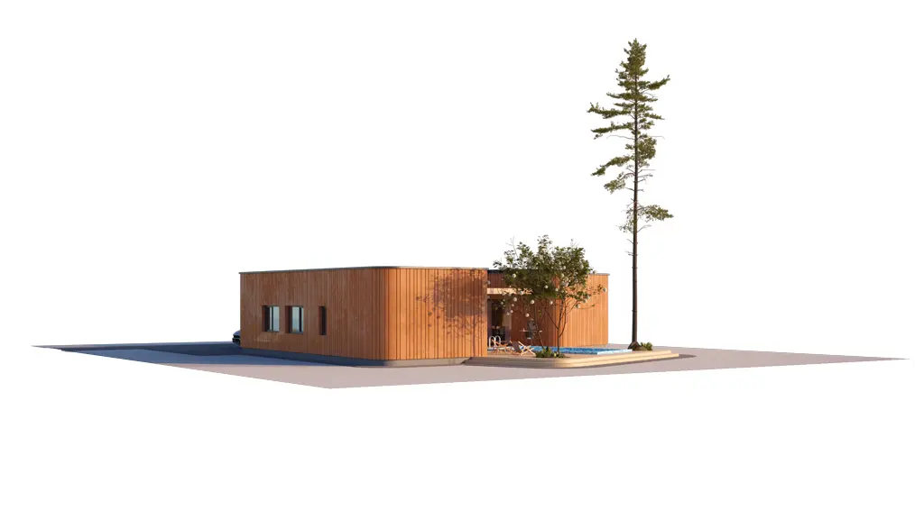 Projekt domu jednorodzinnego o pow. 199 m²: Parterowy, 3 Sypialnie, 2 Łazienki, Otwarta kuchnia, Garaż