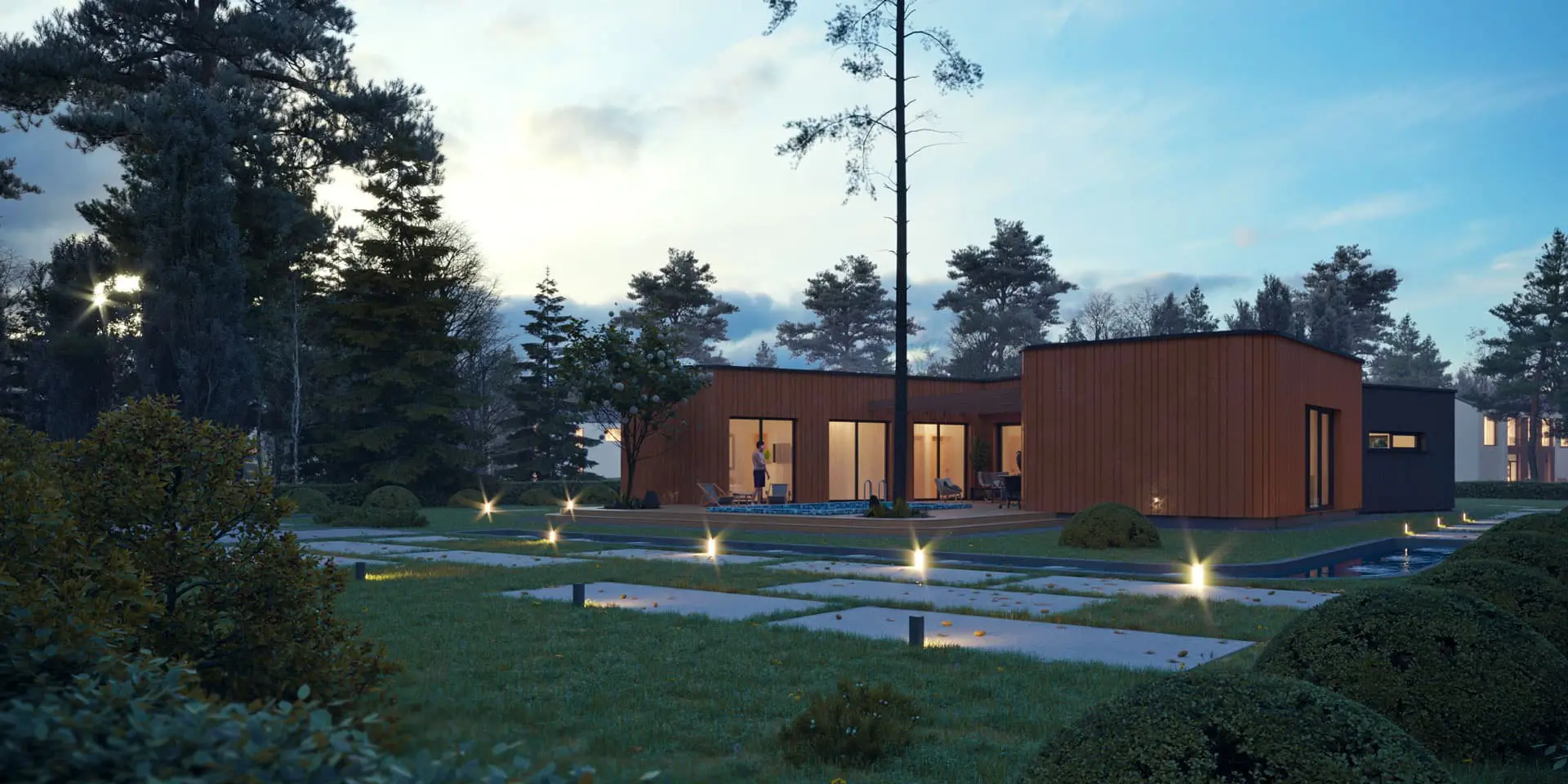 Projekt domu jednorodzinnego o pow. 199 m²: Parterowy, 3 Sypialnie, 2 Łazienki, Otwarta kuchnia, Garaż