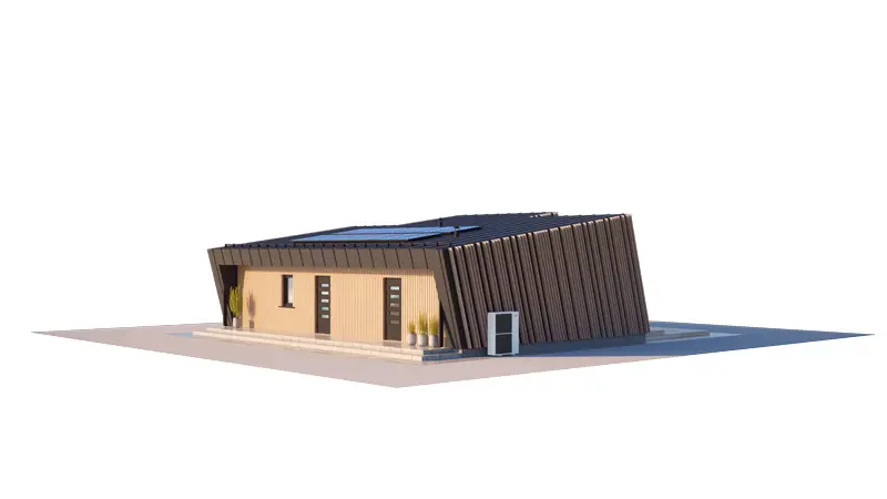 Projekt domu jednorodzinnego o pow. 90 m²: Parterowy, 2 Sypialnie, 1 Łazienki