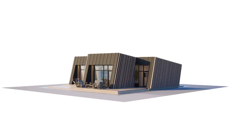 Projekt domu jednorodzinnego o pow. 90 m²: Parterowy, 2 Sypialnie, 1 Łazienki, Otwarta kuchnia
