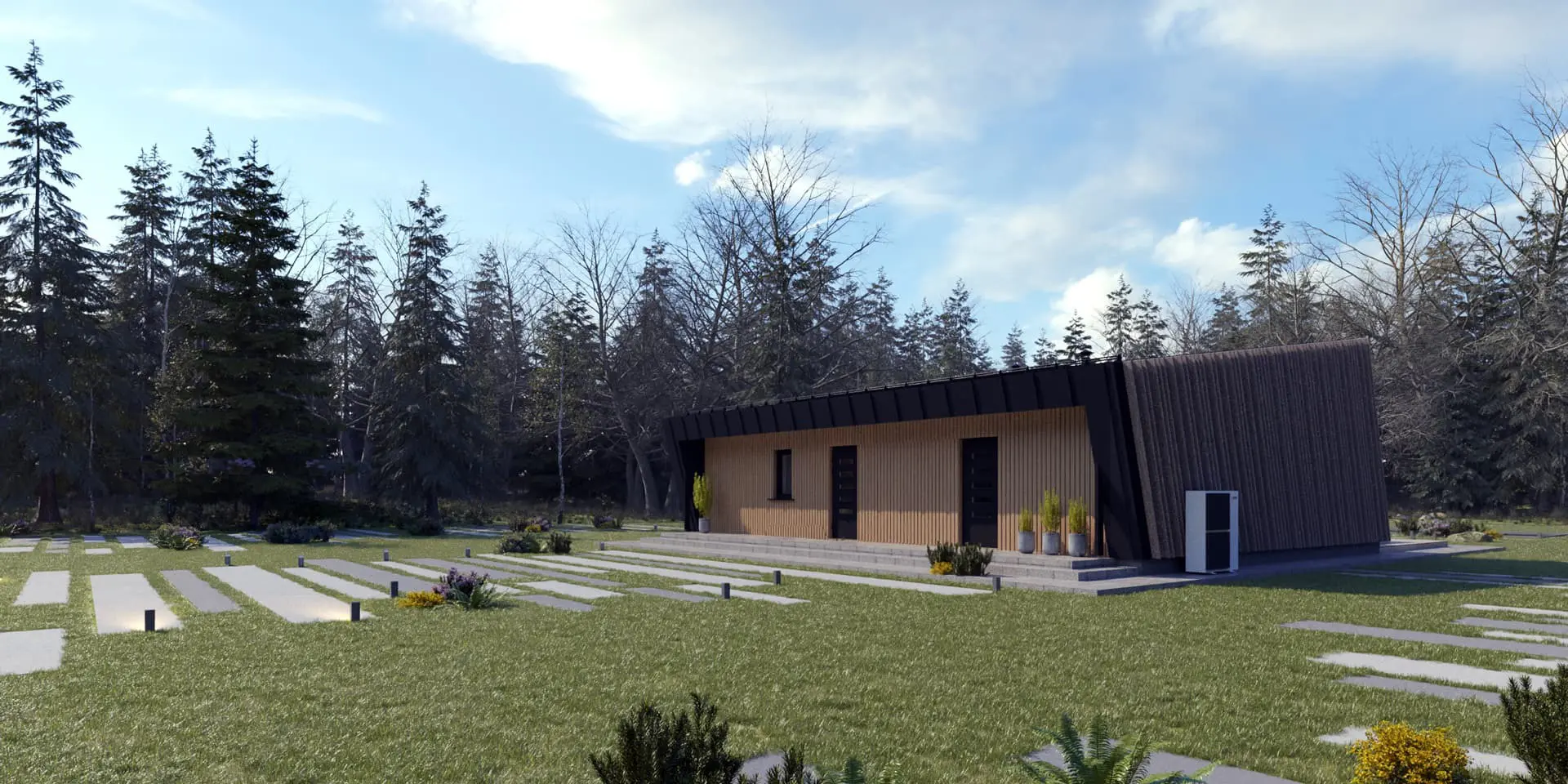 Projekt domu jednorodzinnego o pow. 90 m²: Parterowy, 2 Sypialnie, 1 Łazienki