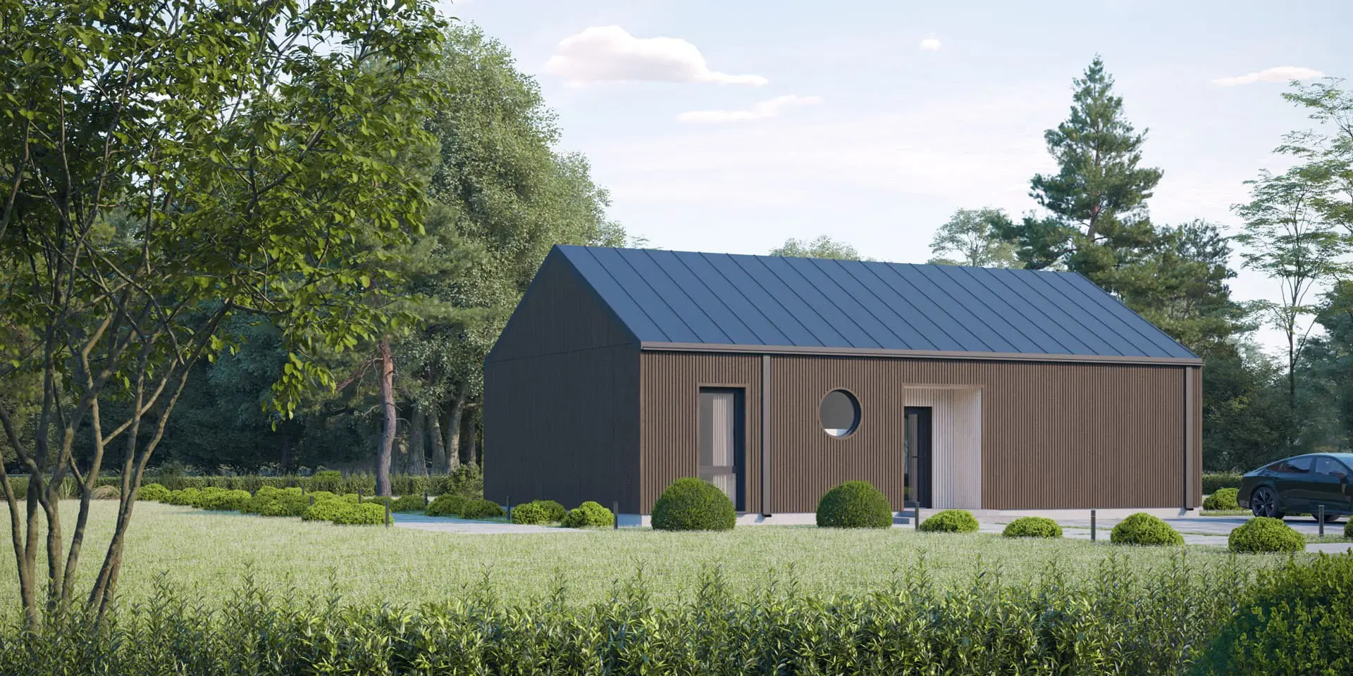Projekt domu jednorodzinnego o pow. 79 m²: Parterowy, 2 Sypialnie, Gabinet, 2 Łazienki, Otwarta kuchnia