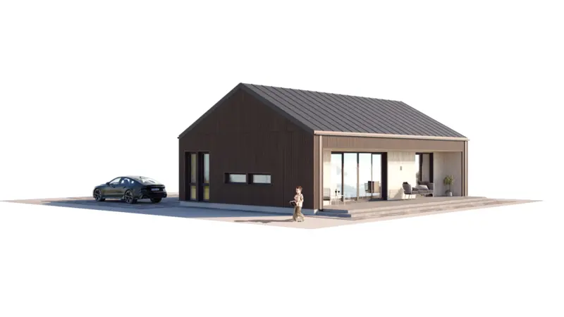 Projekt domu jednorodzinnego o pow. 79 m²: Parterowy, 2 Sypialnie, Gabinet, 2 Łazienki, Otwarta kuchnia