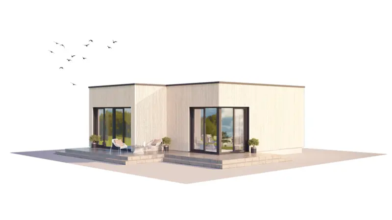 Projekt domu jednorodzinnego o pow. 59 m²: Parterowy, 1 Sypialnie, 1 Łazienki, Otwarta kuchnia