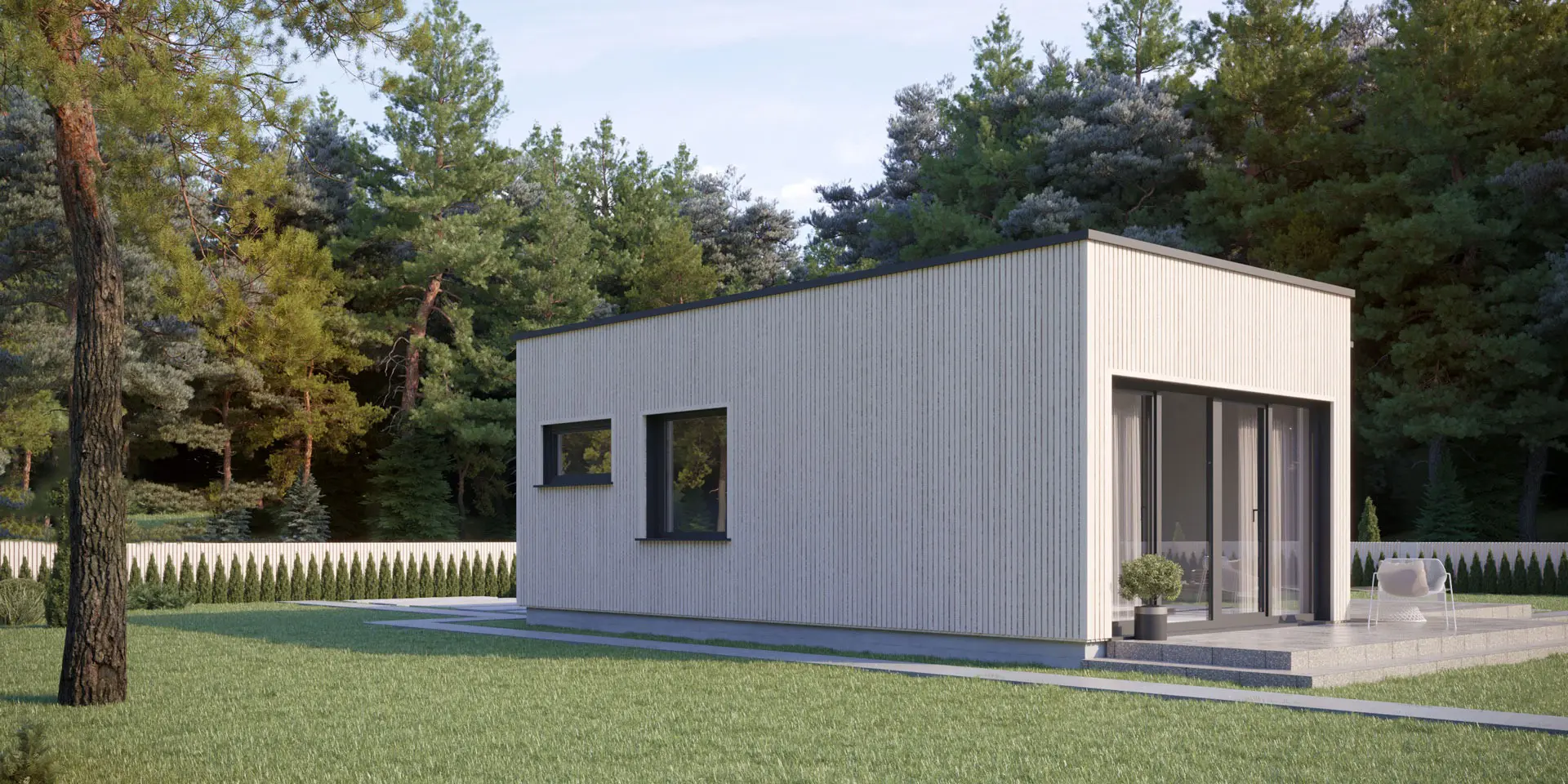 Projekt domu jednorodzinnego o pow. 59 m²: Parterowy, 1 Sypialnie, 1 Łazienki, Otwarta kuchnia