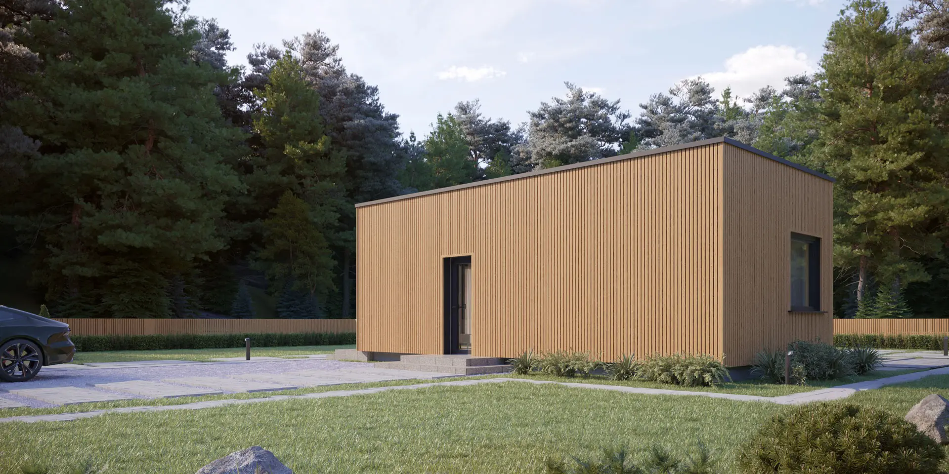 Projekt domu jednorodzinnego o pow. 35 m²: Parterowy, 1 Sypialnie, 1 Łazienki, Otwarta kuchnia