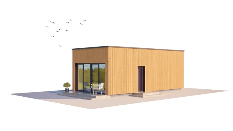 Projekt domu jednorodzinnego o pow. 35 m²: Parterowy, 1 Sypialnie, 1 Łazienki, Otwarta kuchnia