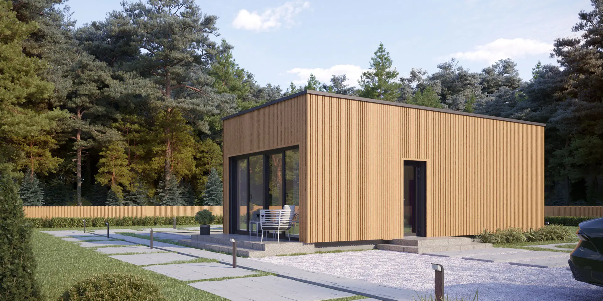 Projekt domu jednorodzinnego o pow. 35 m²: Parterowy, 1 Sypialnie, 1 Łazienki, Otwarta kuchnia