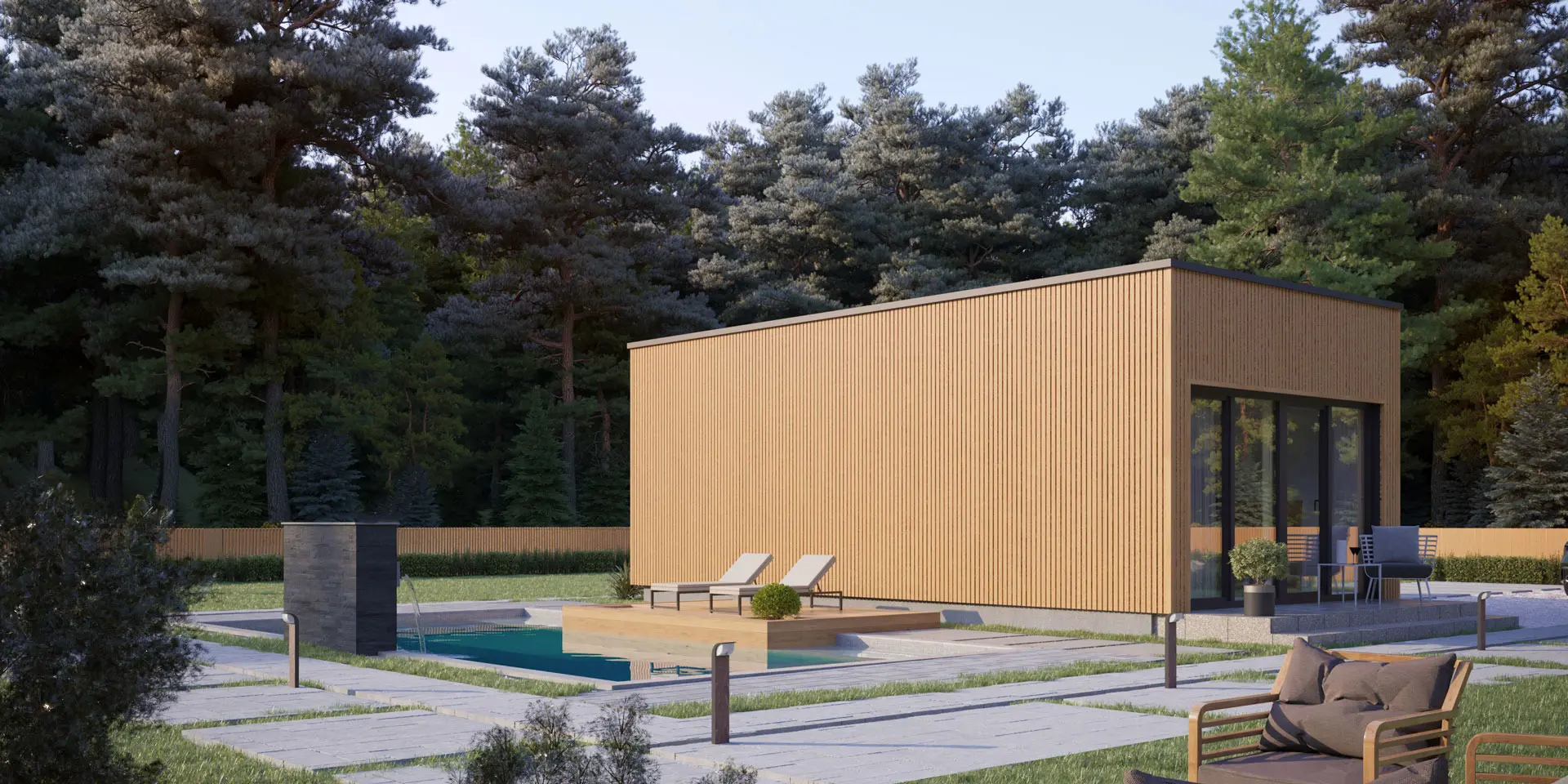 Projekt domu jednorodzinnego o pow. 35 m²: Parterowy, 1 Sypialnie, 1 Łazienki, Otwarta kuchnia