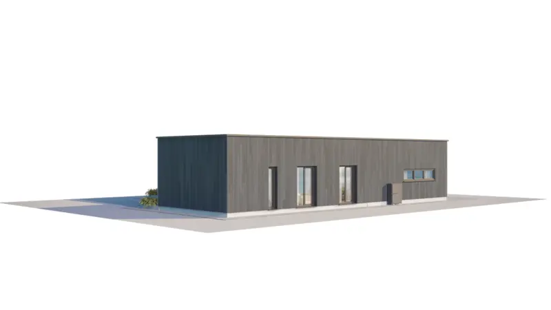 Projekt domu jednorodzinnego o pow. 145 m²: Parterowy, 3 Sypialnie, 2 Łazienki, Otwarta kuchnia, Garaż