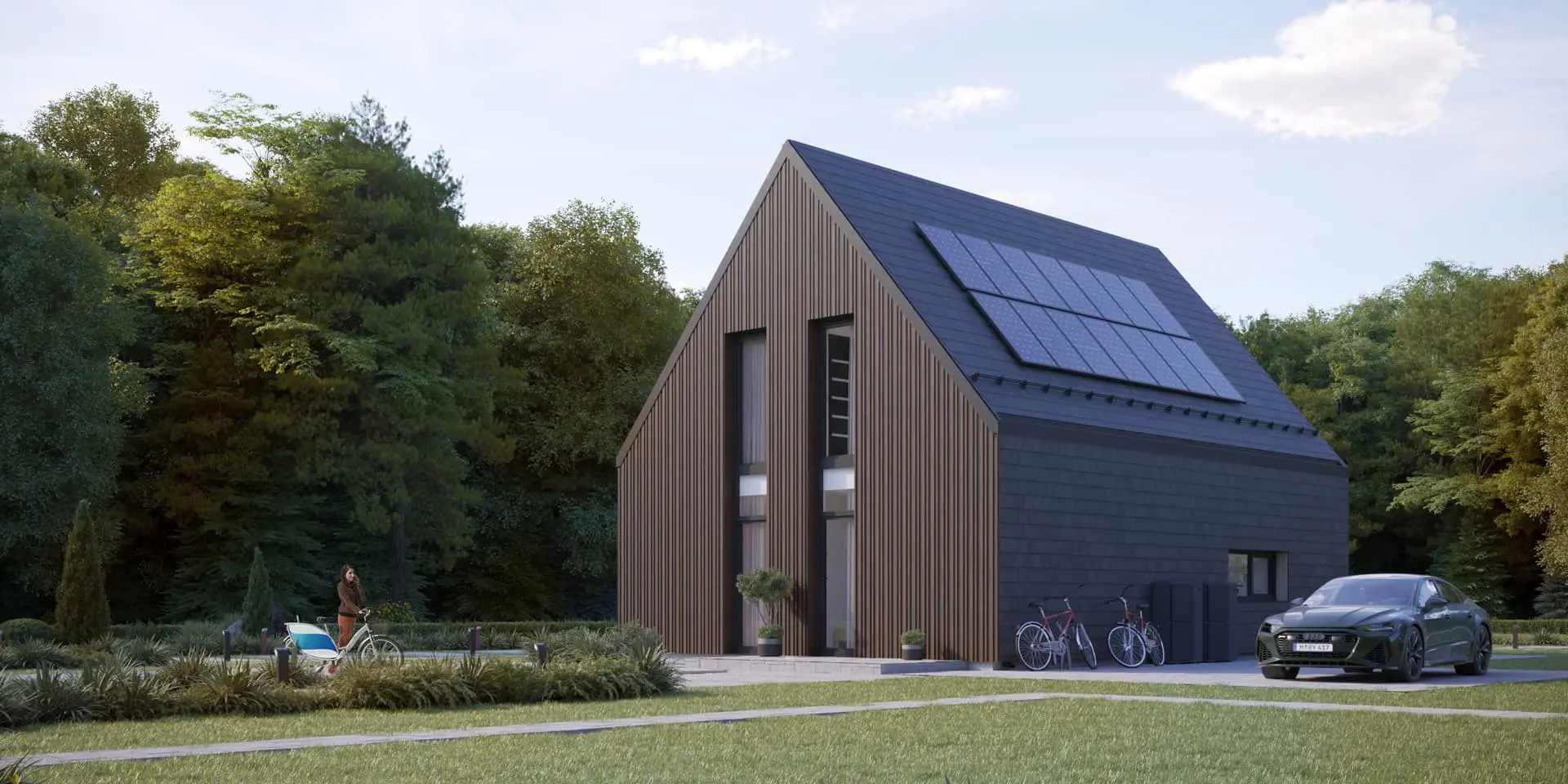 Projekt domu jednorodzinnego o pow. 76 m²: Parterowy z poddaszem użytkowym, 2 Sypialnie, 2 Łazienki, Otwarta kuchnia