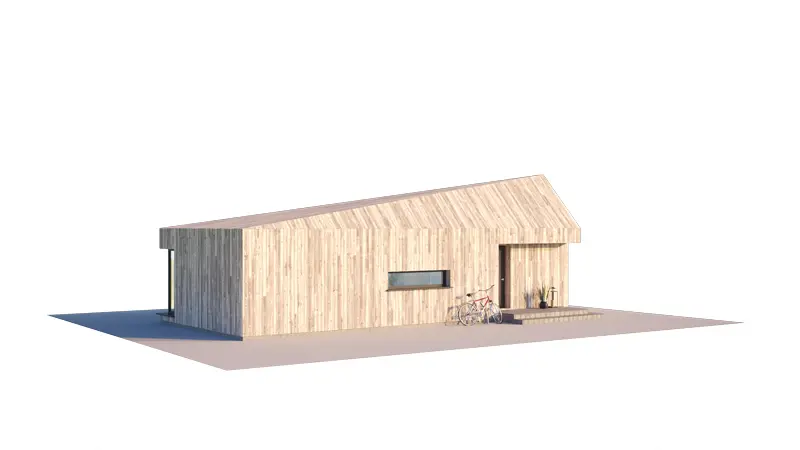 Projekt domu jednorodzinnego o pow. 50 m²: Parterowy, 2 Sypialnie, 1 Łazienki, Otwarta kuchnia
