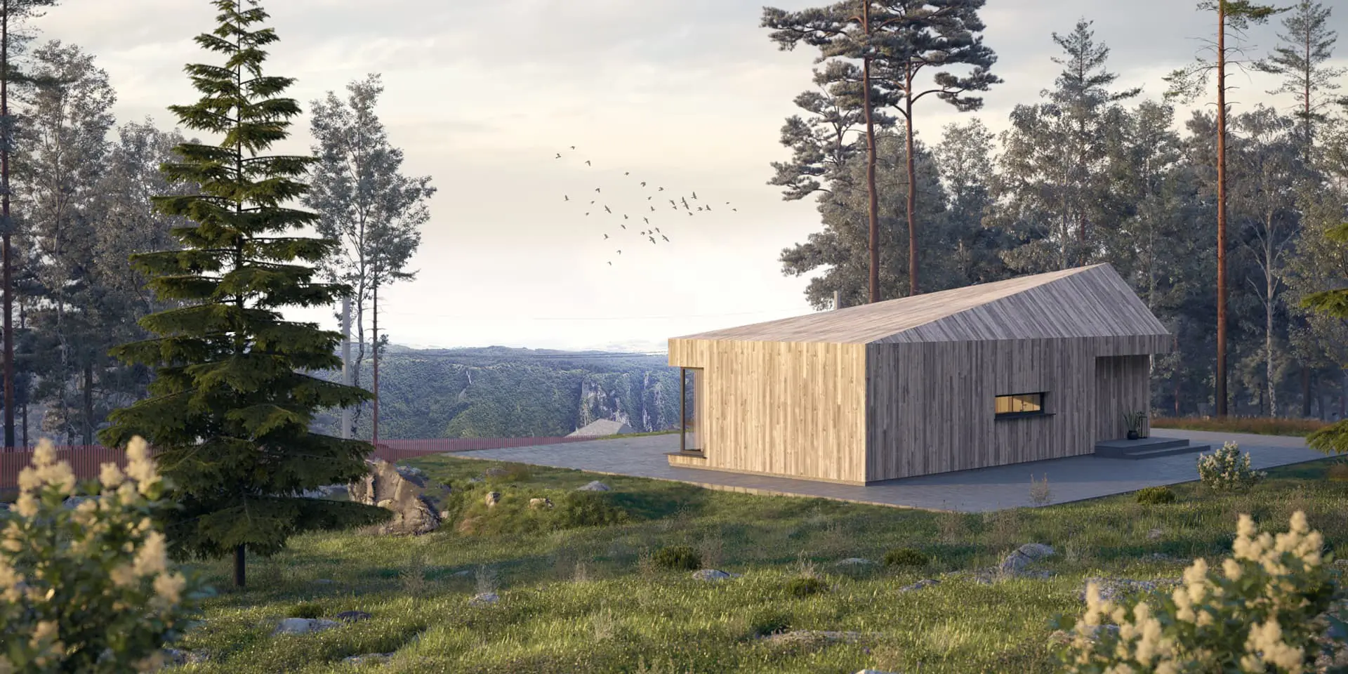 Projekt domu jednorodzinnego o pow. 50 m²: Parterowy, 2 Sypialnie, 1 Łazienki, Otwarta kuchnia