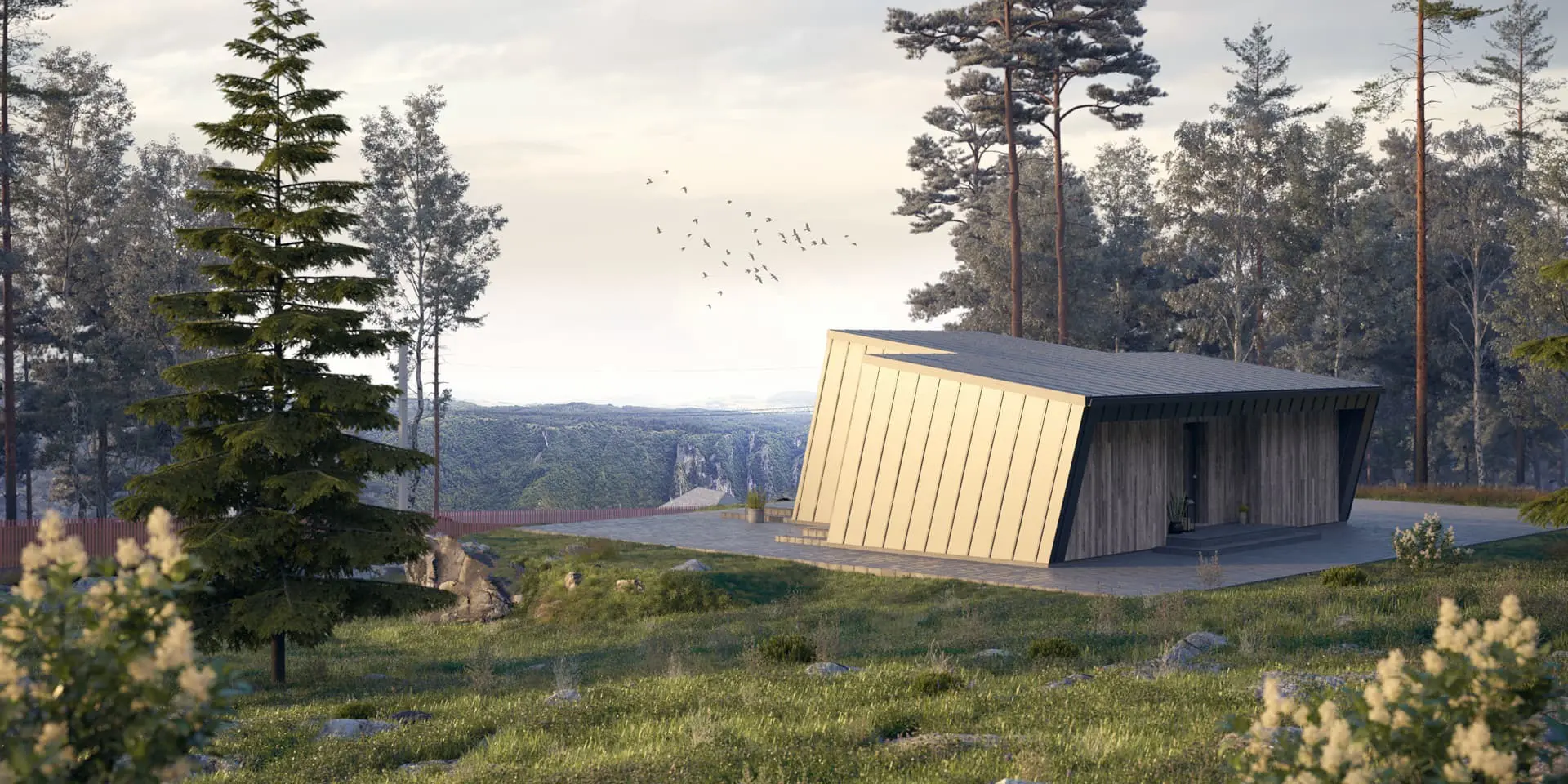 Projekt domu jednorodzinnego o pow. 50 m²: Parterowy, 2 Sypialnie, 1 Łazienki, Otwarta kuchnia