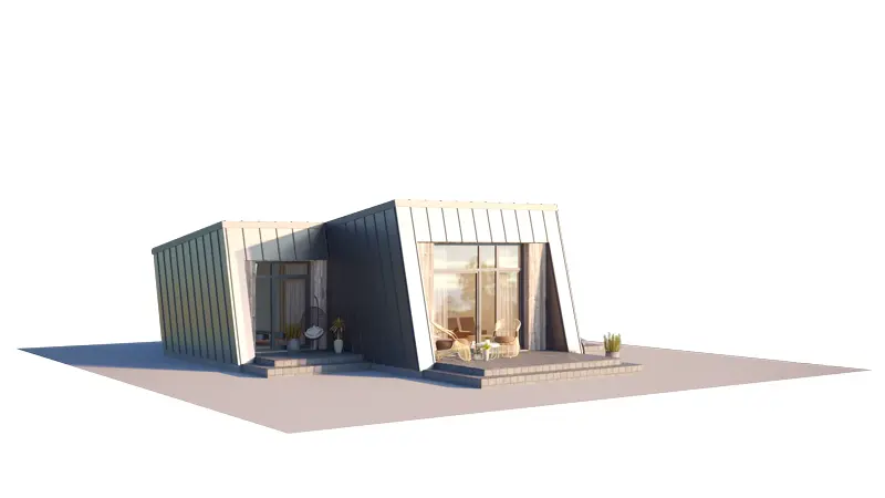 Projekt domu jednorodzinnego o pow. 50 m²: Parterowy, 2 Sypialnie, 1 Łazienki, Otwarta kuchnia