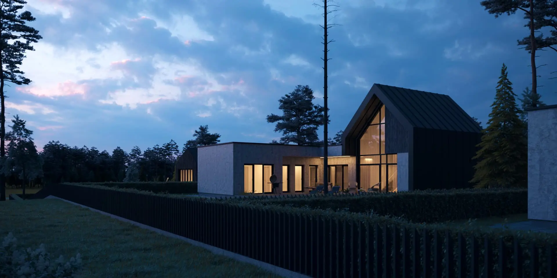 Projekt domu jednorodzinnego o pow. 155 m²: Parterowy z poddaszem użytkowym, 3 Sypialnie, Gabinet, 2 Łazienki, Otwarta kuchnia, Garaż